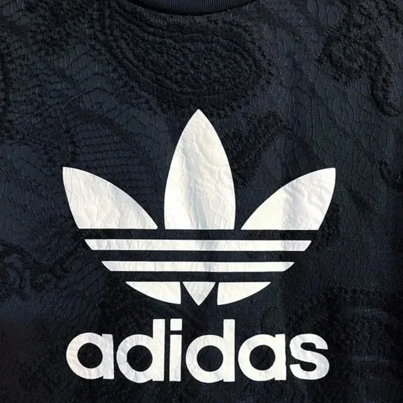 Adidas Women’s Paisley Lace Overlay Trefoil Logo Graphic Sweatshirt Size XS EUC - Picture 4 of 9